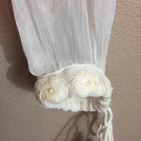 Free People white retro sheer femme blouse size small - Picture 6 of 8
